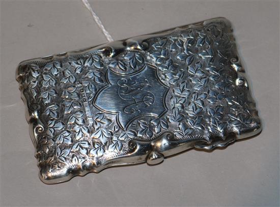 An Edwardian engraved silver card case/aide memoire, Chester, 1904, 83mm.